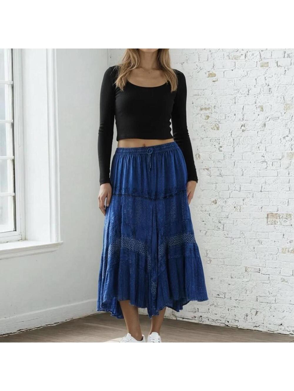 Women's Blue and Navy Skirt